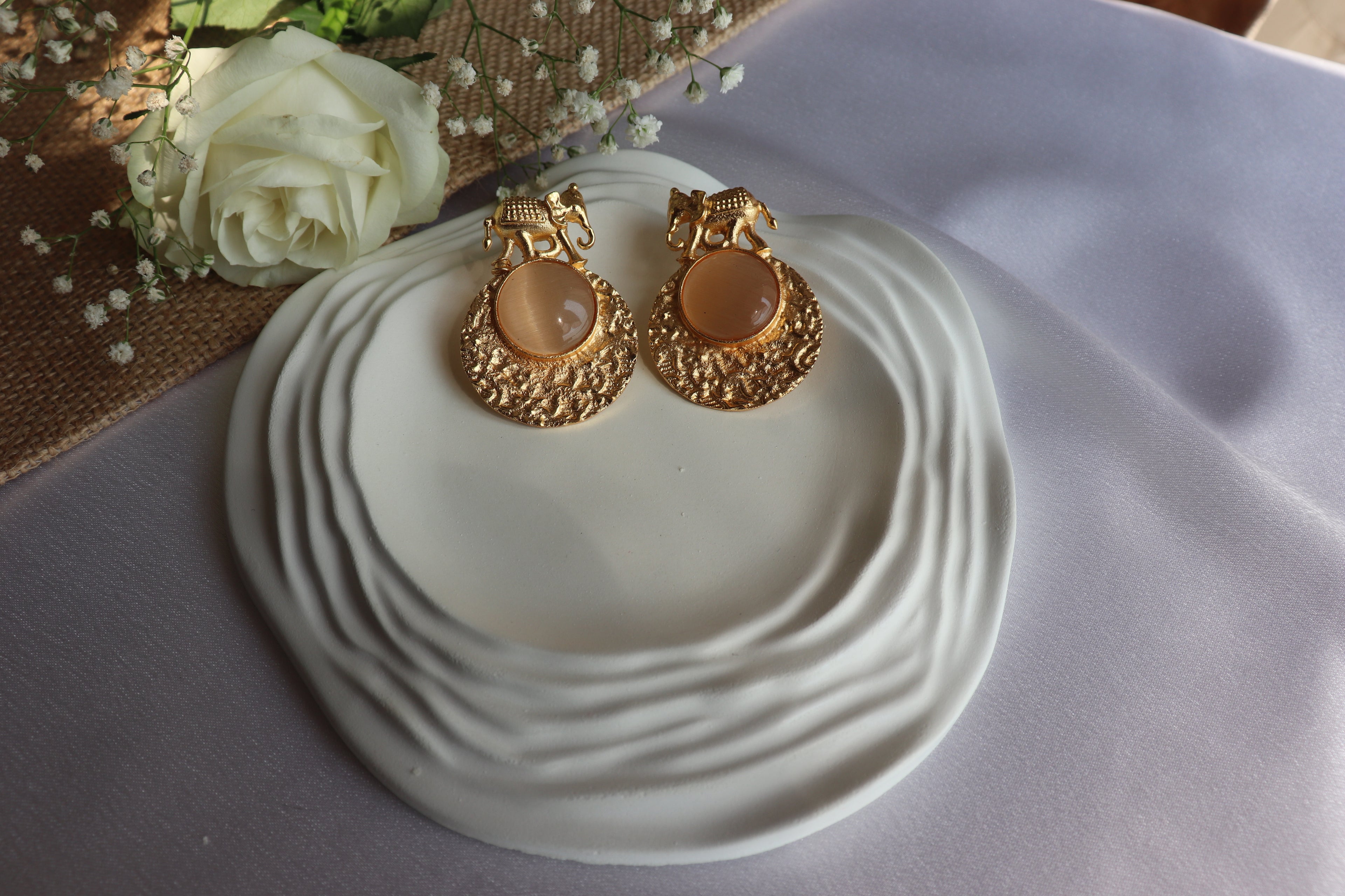 Natural stone elephant earrings 1