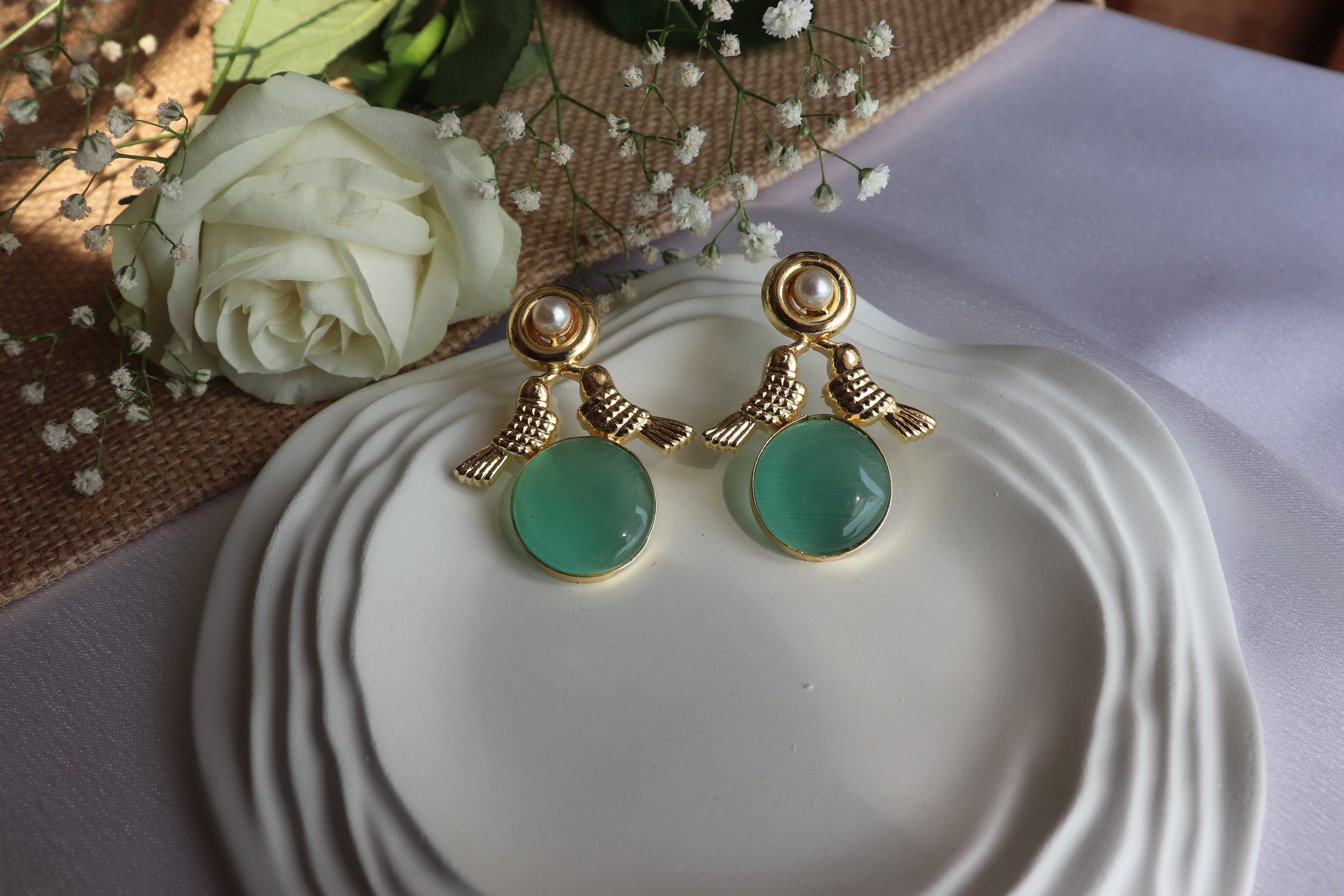 Natural stone pearl earrings