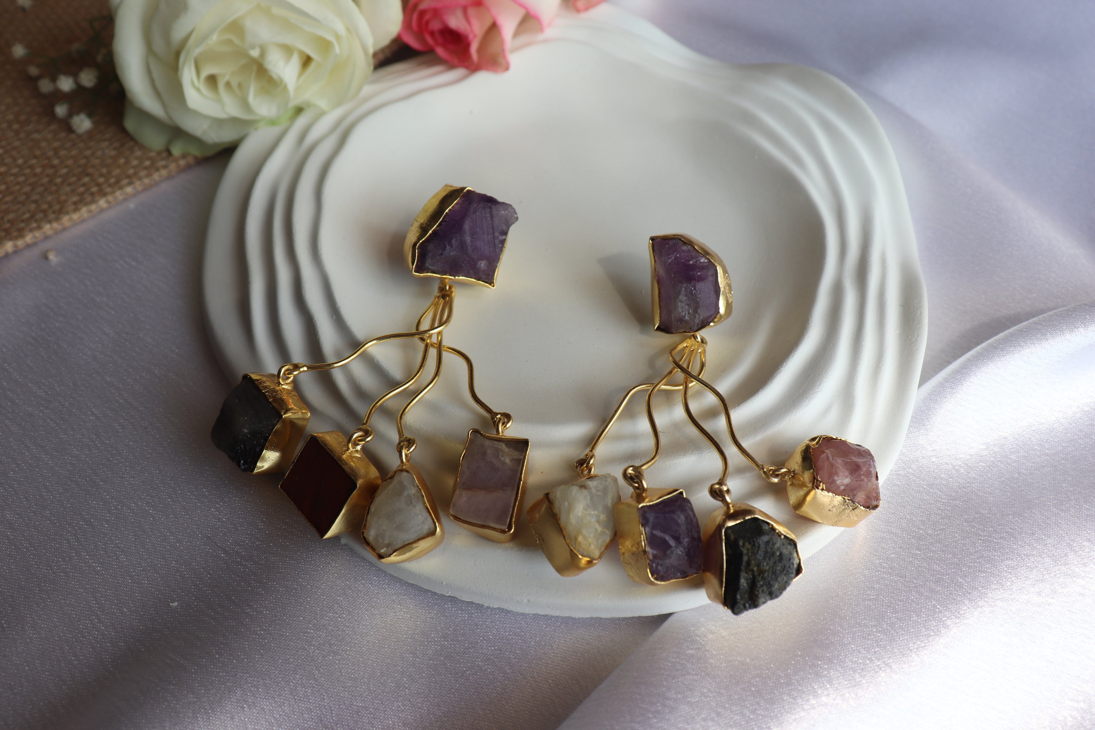 Natural stones statement earrings