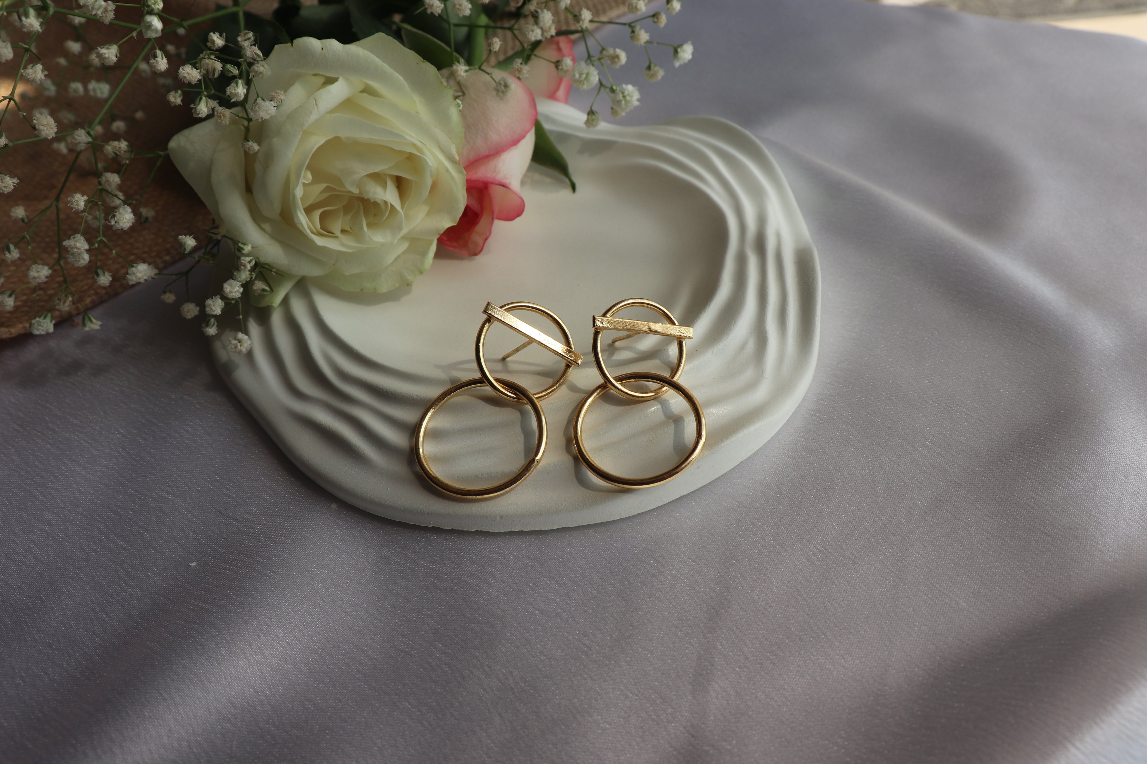 Pure brass casual earrings