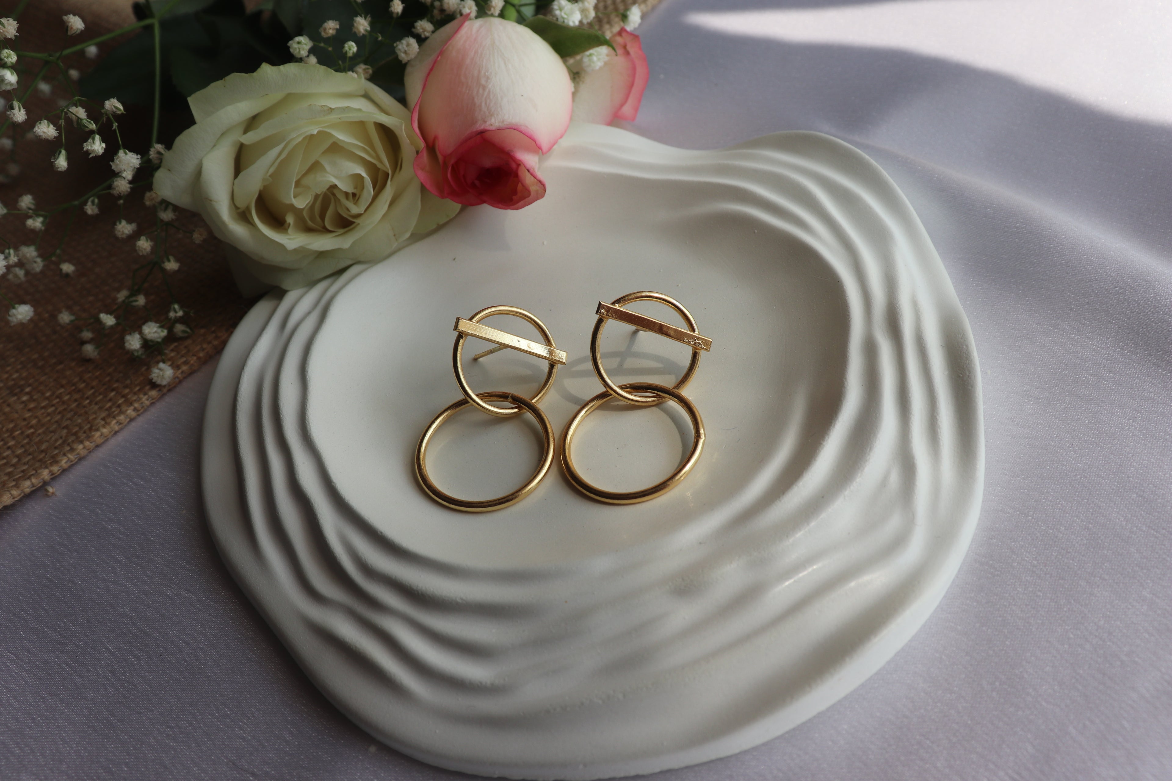 Pure brass casual earrings
