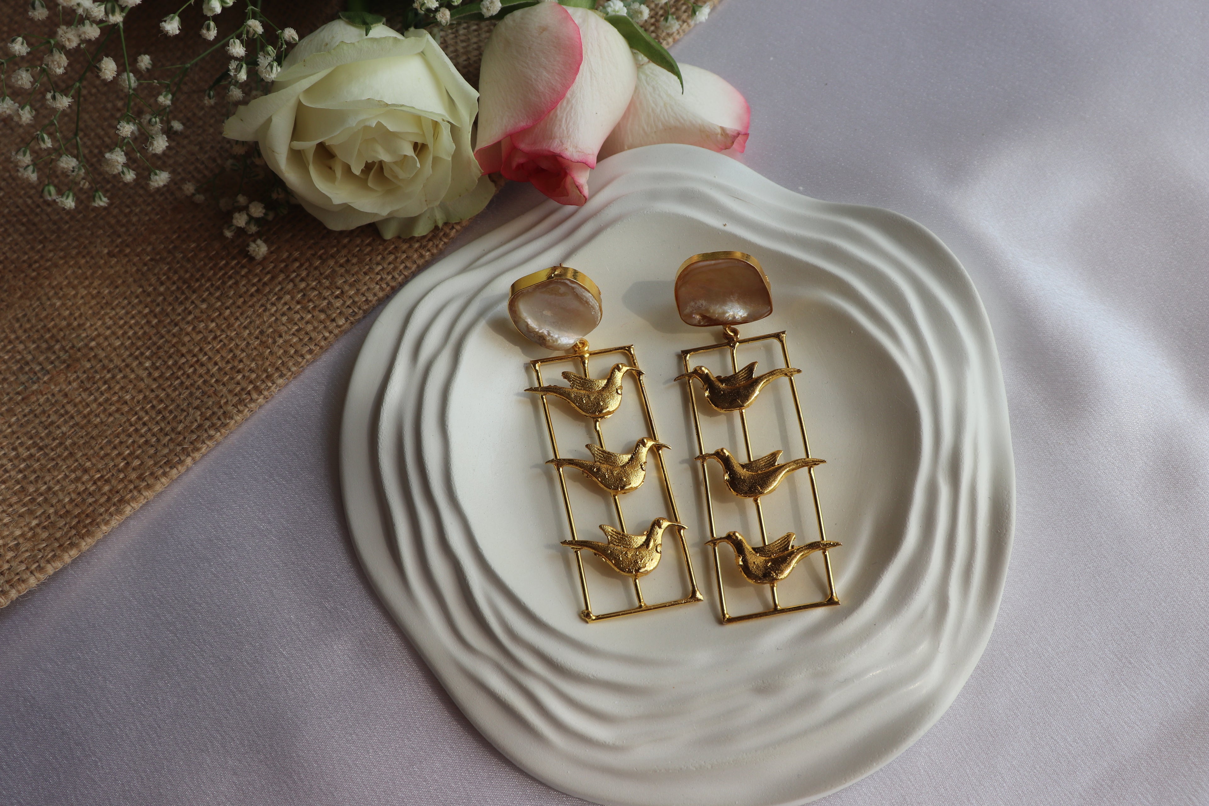 Golden Prism bird Earrings