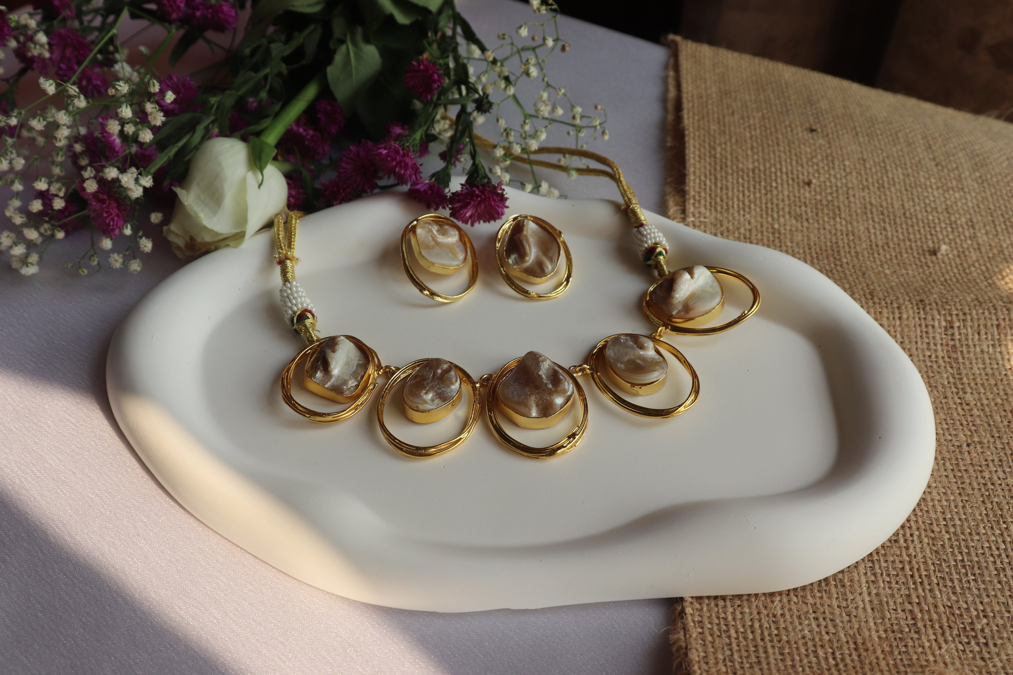 Golden Aura Stones Necklace