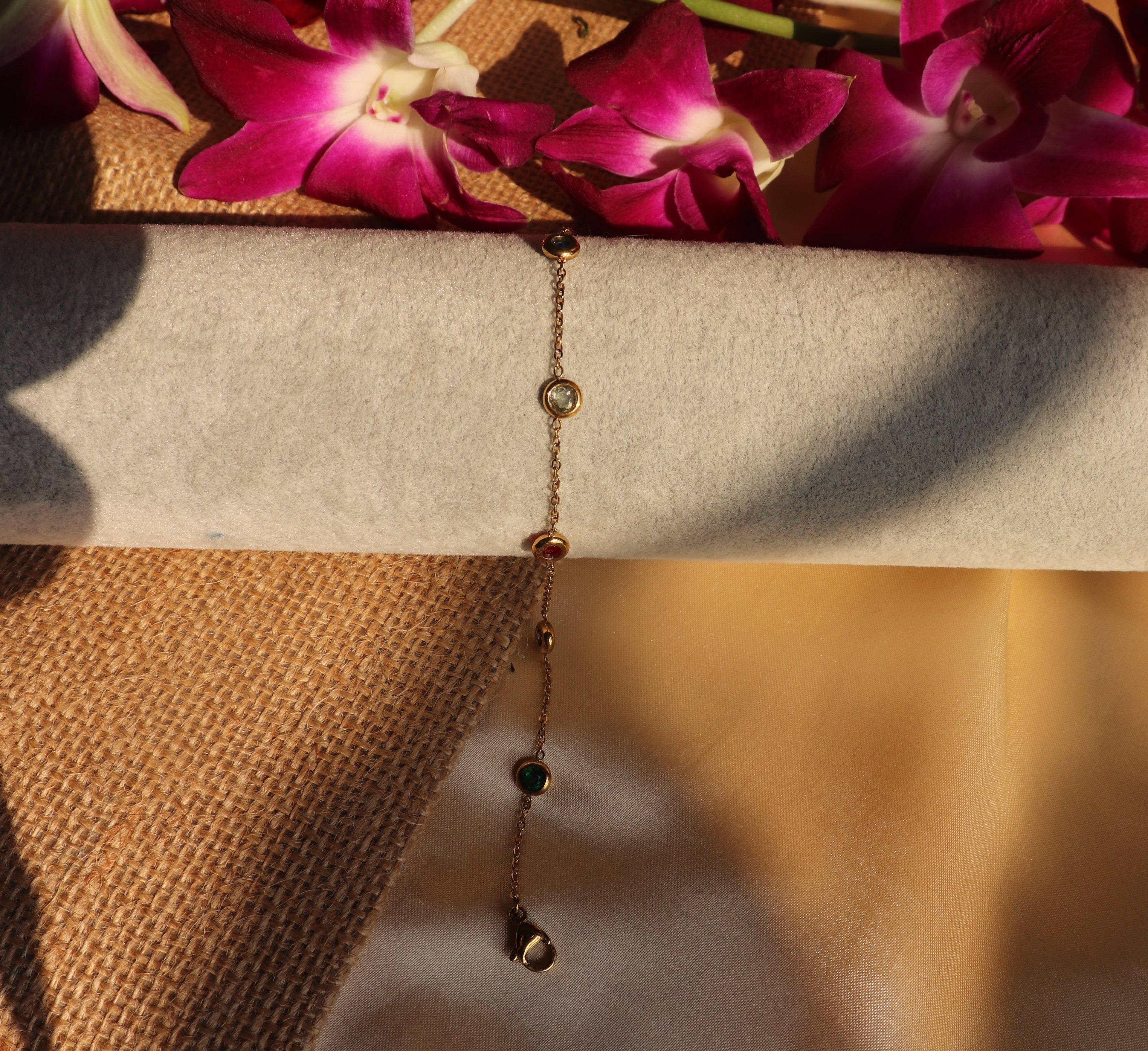 Multi-Colour Round Dimond chain Bracelet