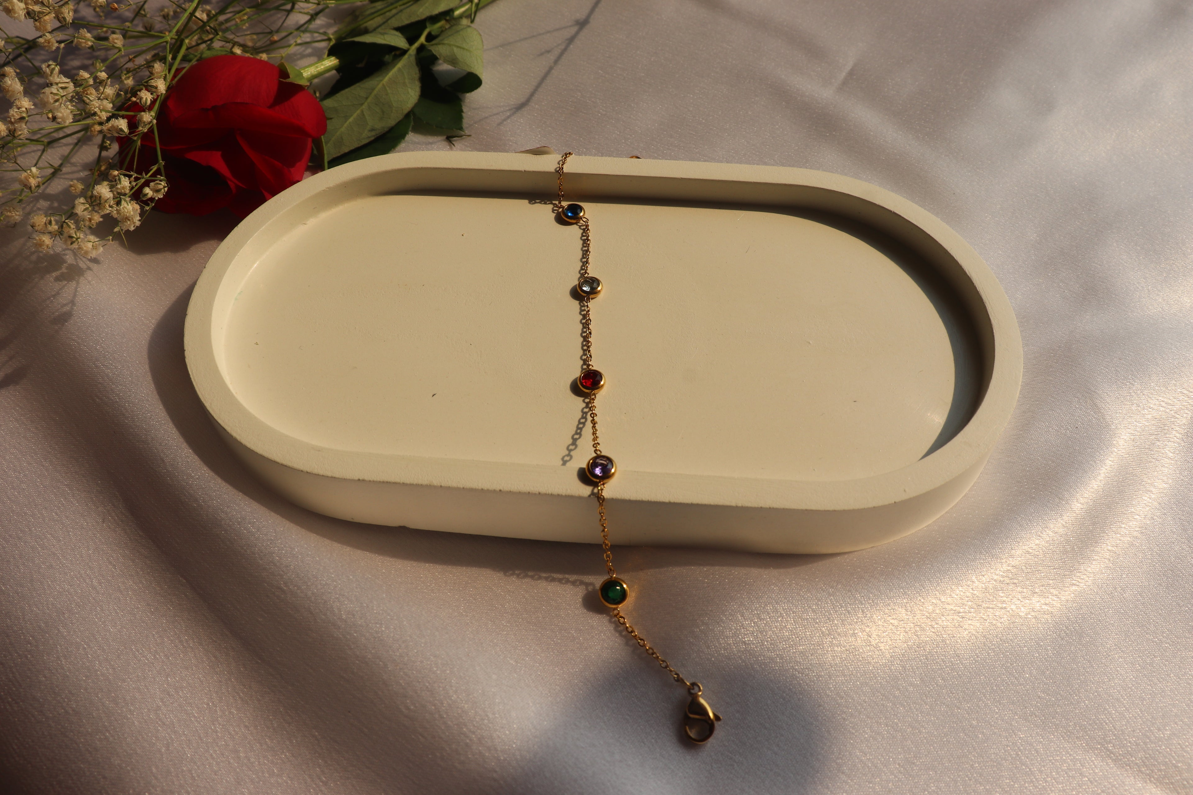 Multi-Colour Round Dimond chain Bracelet