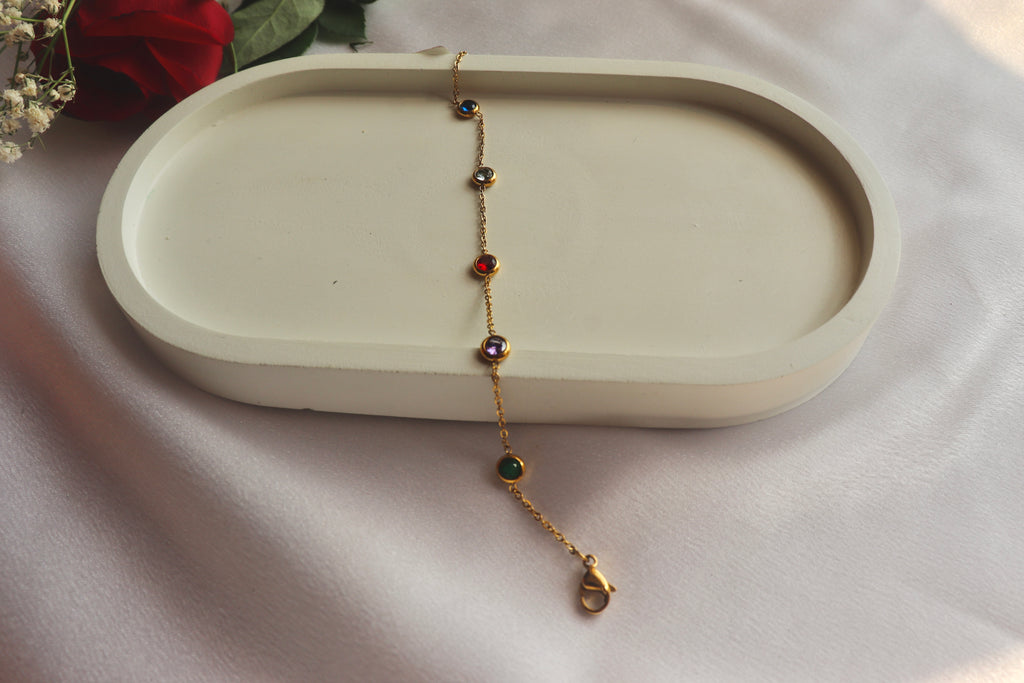 Multi-Colour Round Dimond chain Bracelet