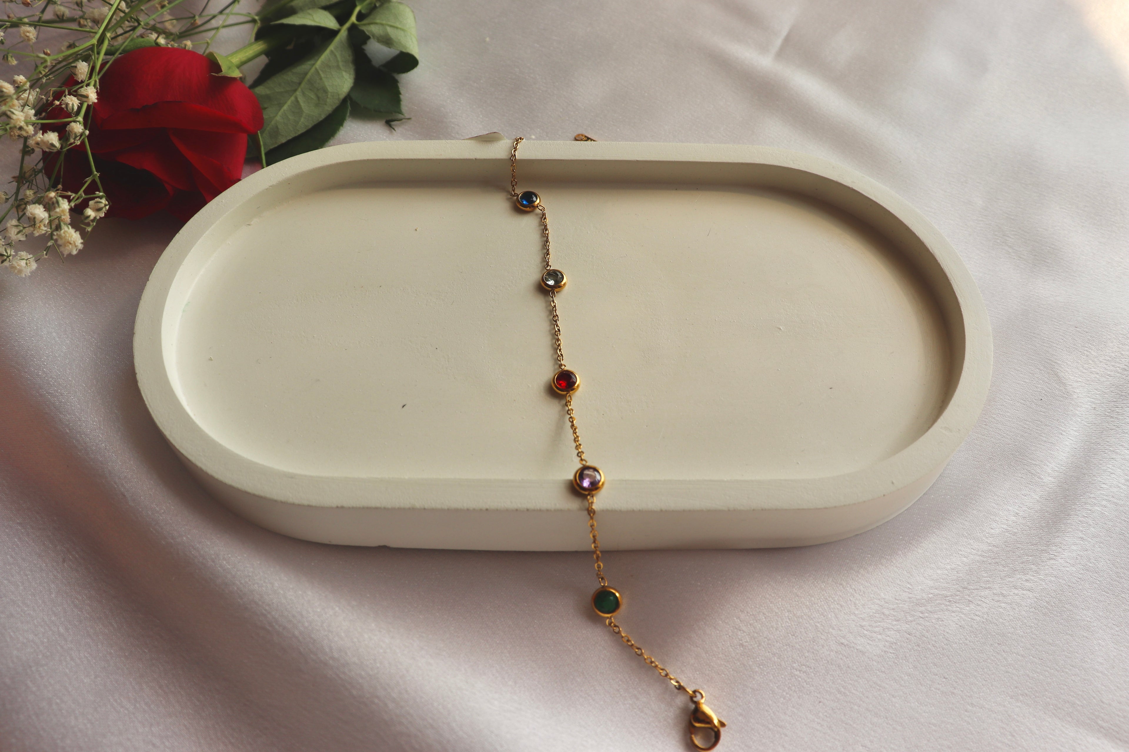 Multi-Colour Round Dimond chain Bracelet