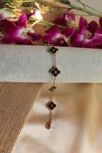 Black Clover with stone Chain Bracelet