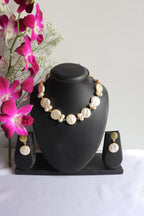 Pearl Gem Drop Necklace with Earrings