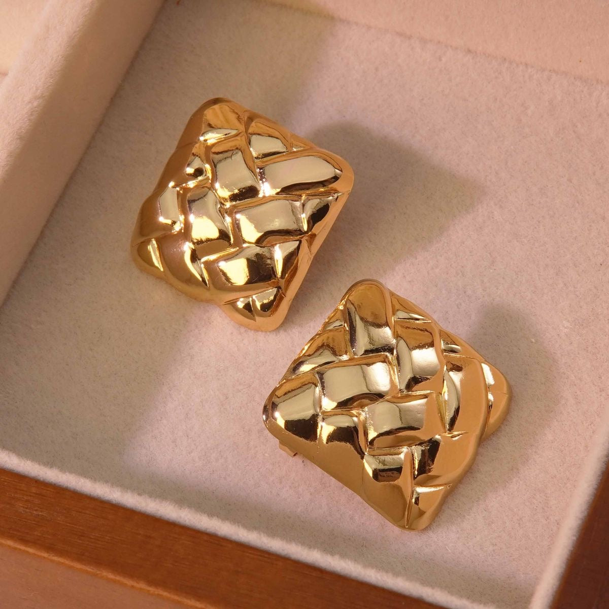 Chunky Golden Square Earrings